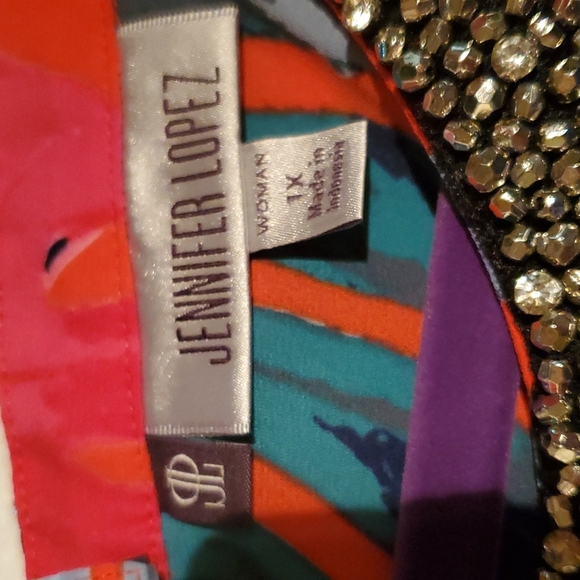 Jennifer Lopez Tropical Print Sleeveless Tank -1x - Picture 6 of 12